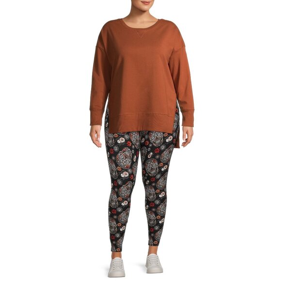 NWT Terra & Sky Womens Plus Size Fitted Legging 0X, 2X High Rise Halloween Skull - Picture 5 of 7